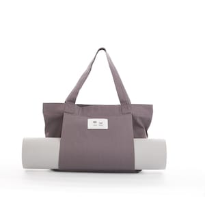 Yoga Mat Bag With External Sleeve Basic Canvas Tote with Mat Carrier Pocket in Anthracite Gray