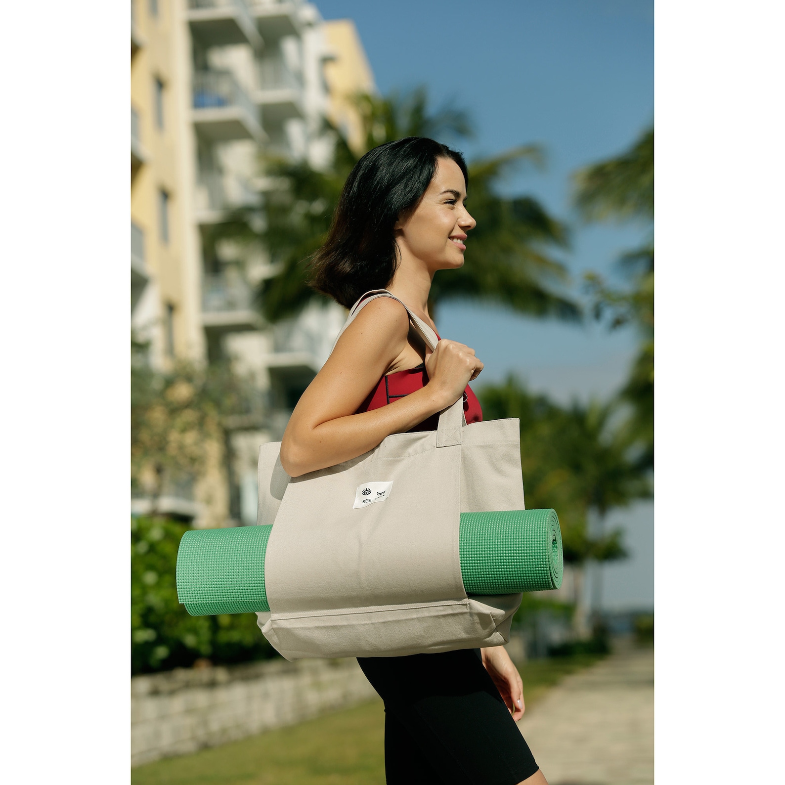 Yoga Pilates Mat Bag Basic Canvas Tote with Mat Carrier Pocket Etsy