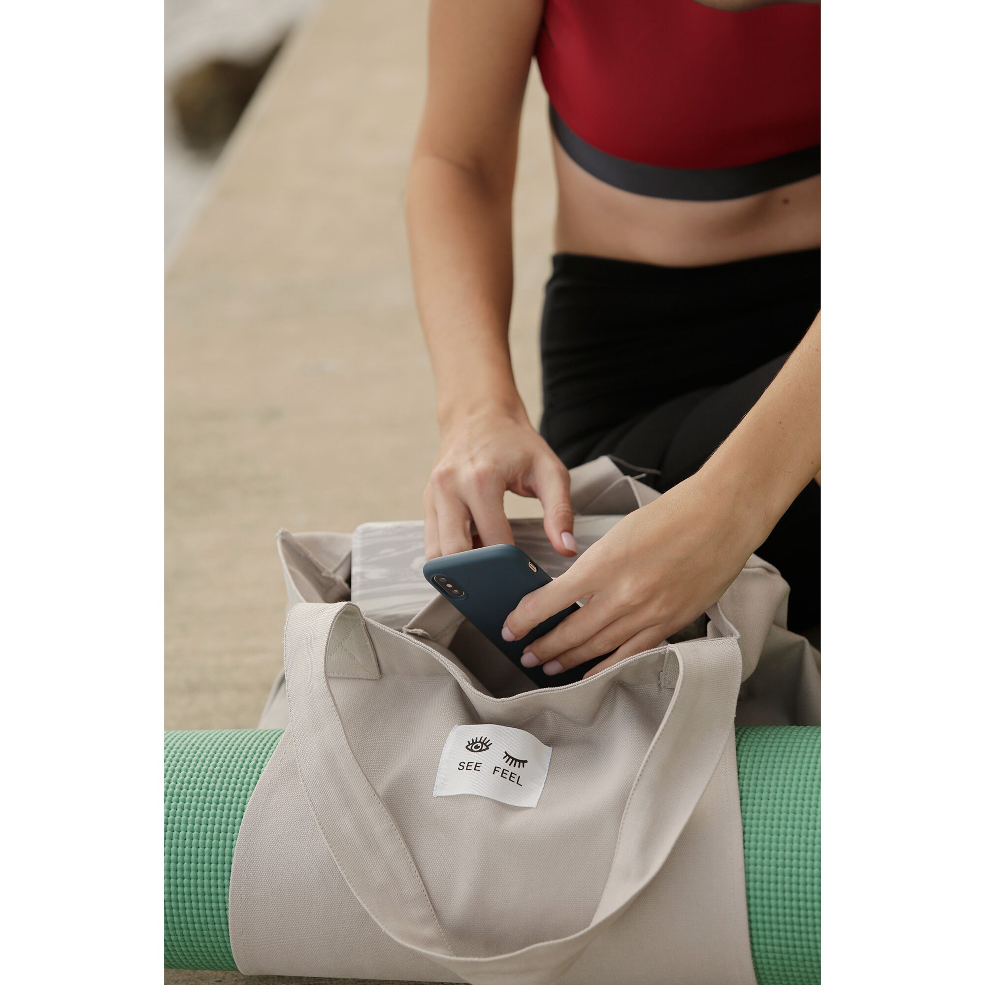 Yoga Pilates Mat Bag Basic Canvas Tote with Mat Carrier Pocket Etsy