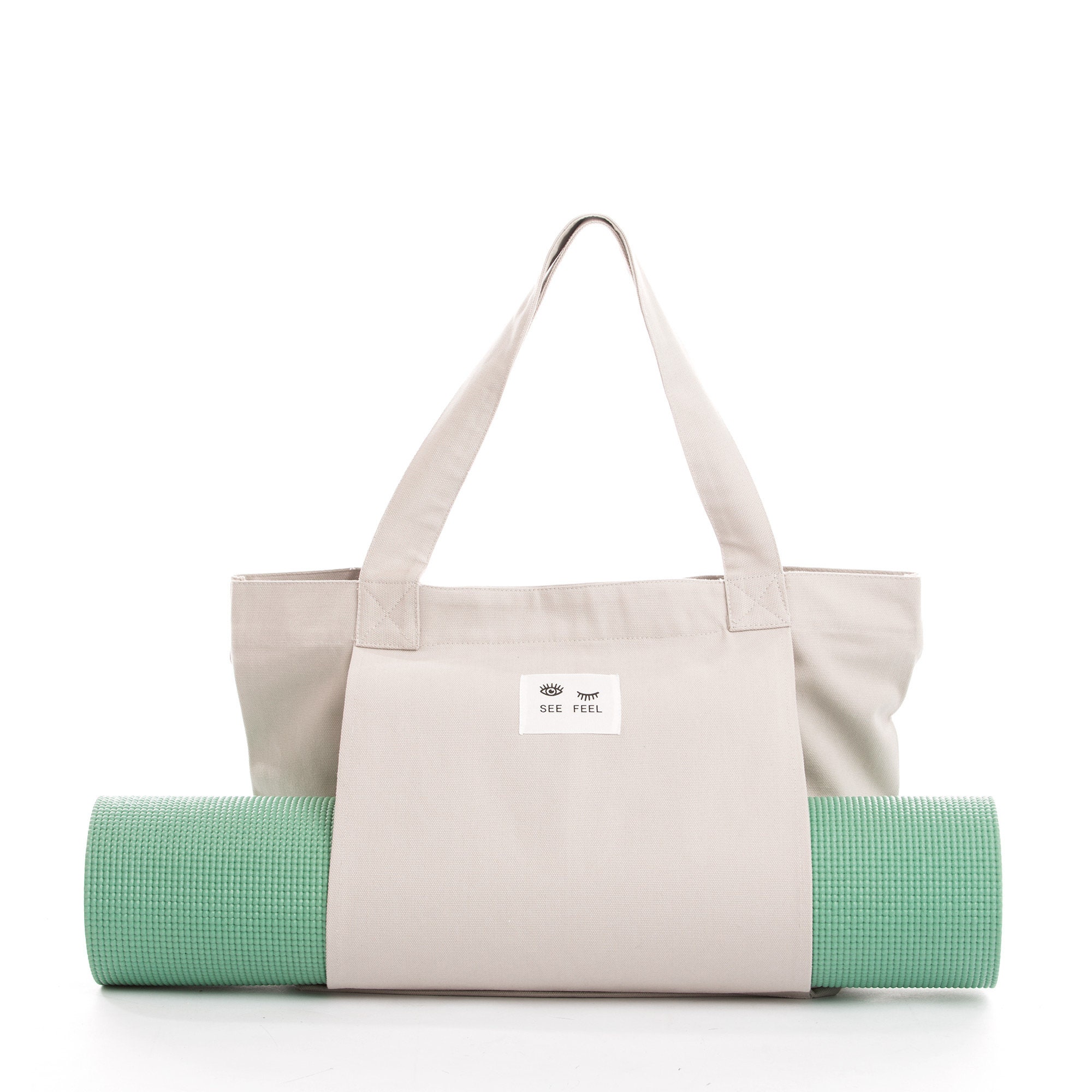 Yoga Pilates Mat Bag Basic Canvas Tote with Mat Carrier Pocket Etsy