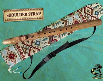 Funda para flauta nativa americana hecha a mano con correa para el hombro – Estuche acolchado para flautas de rango medio / Modelo S14-S