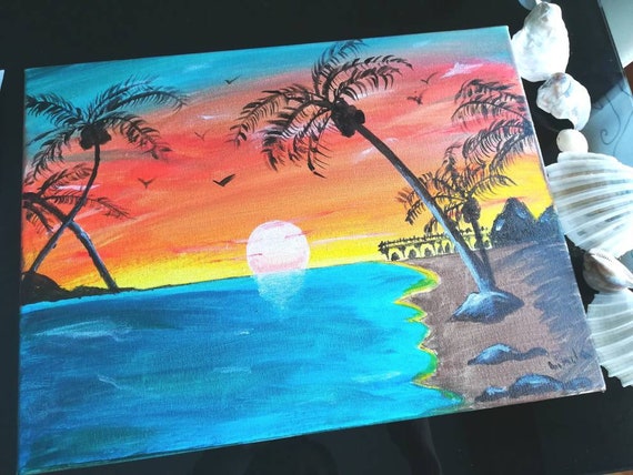 Sunset Beach Painting - Etsy Canada