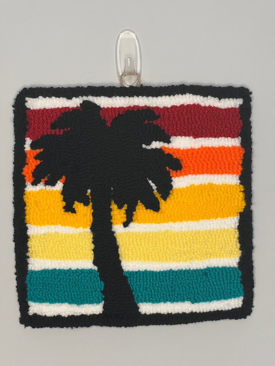 Palm Tree Sunset Rug Palm Tree Rug | Sunset Silhouette | Handmade Tufted Rug | Wall Hanging ...