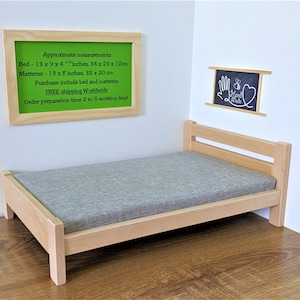 Dollhouse miniature 1:6 scale wooden dollhouse  bed. Handmade Dollhouse furniture. Free Shipping.