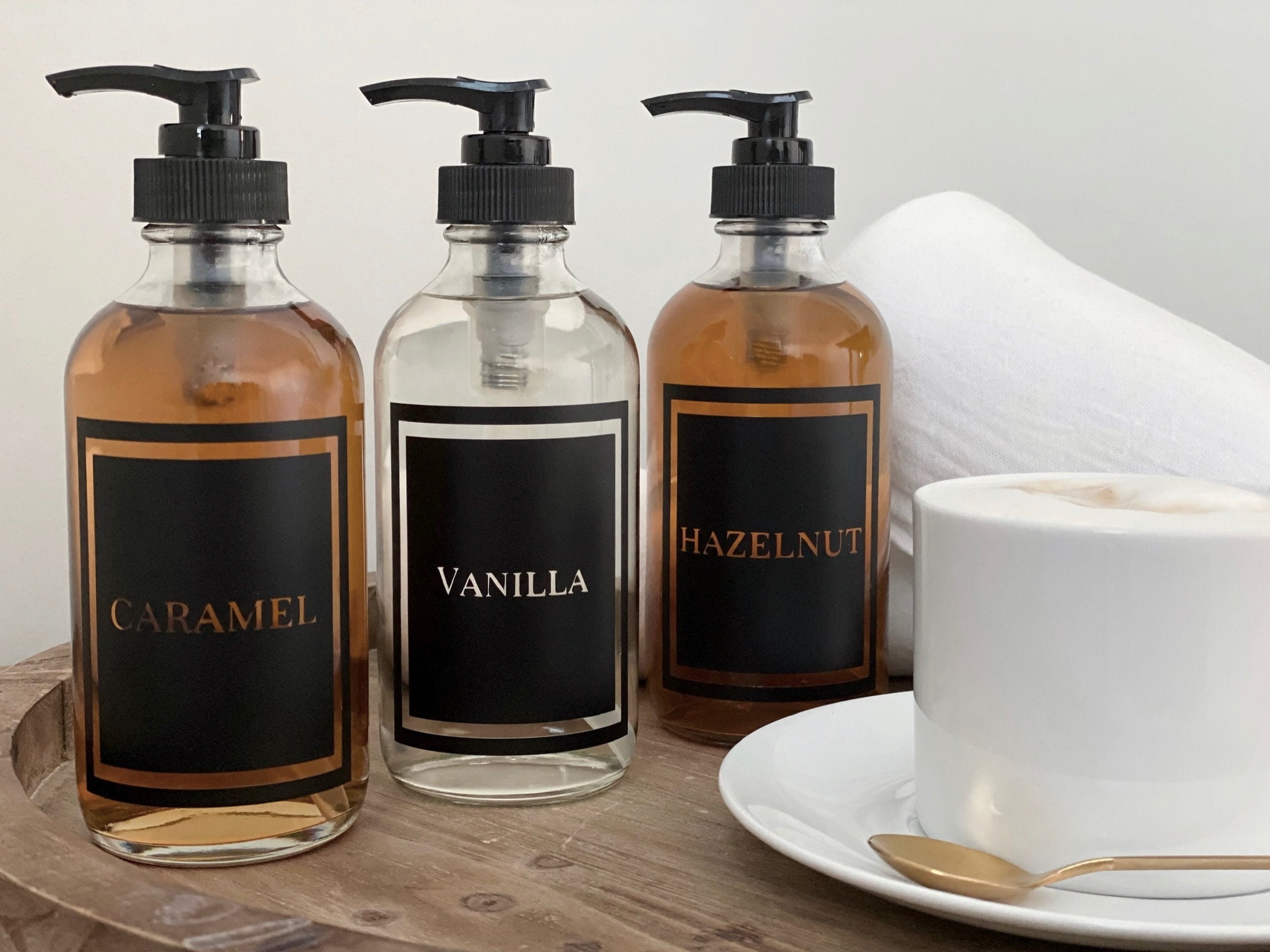 Glass Coffee Syrup Bottle 8 or 16 oz. Refillable with Etsy