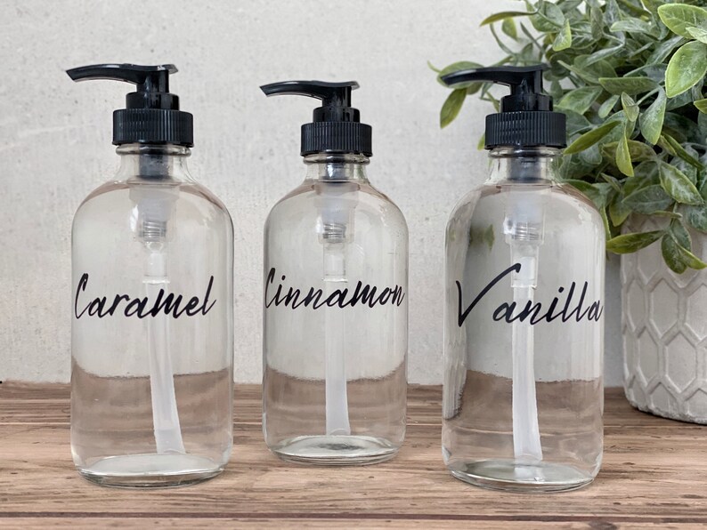 Glass Coffee Syrup Bottle 8 oz. Refillable Dispenser with Etsy