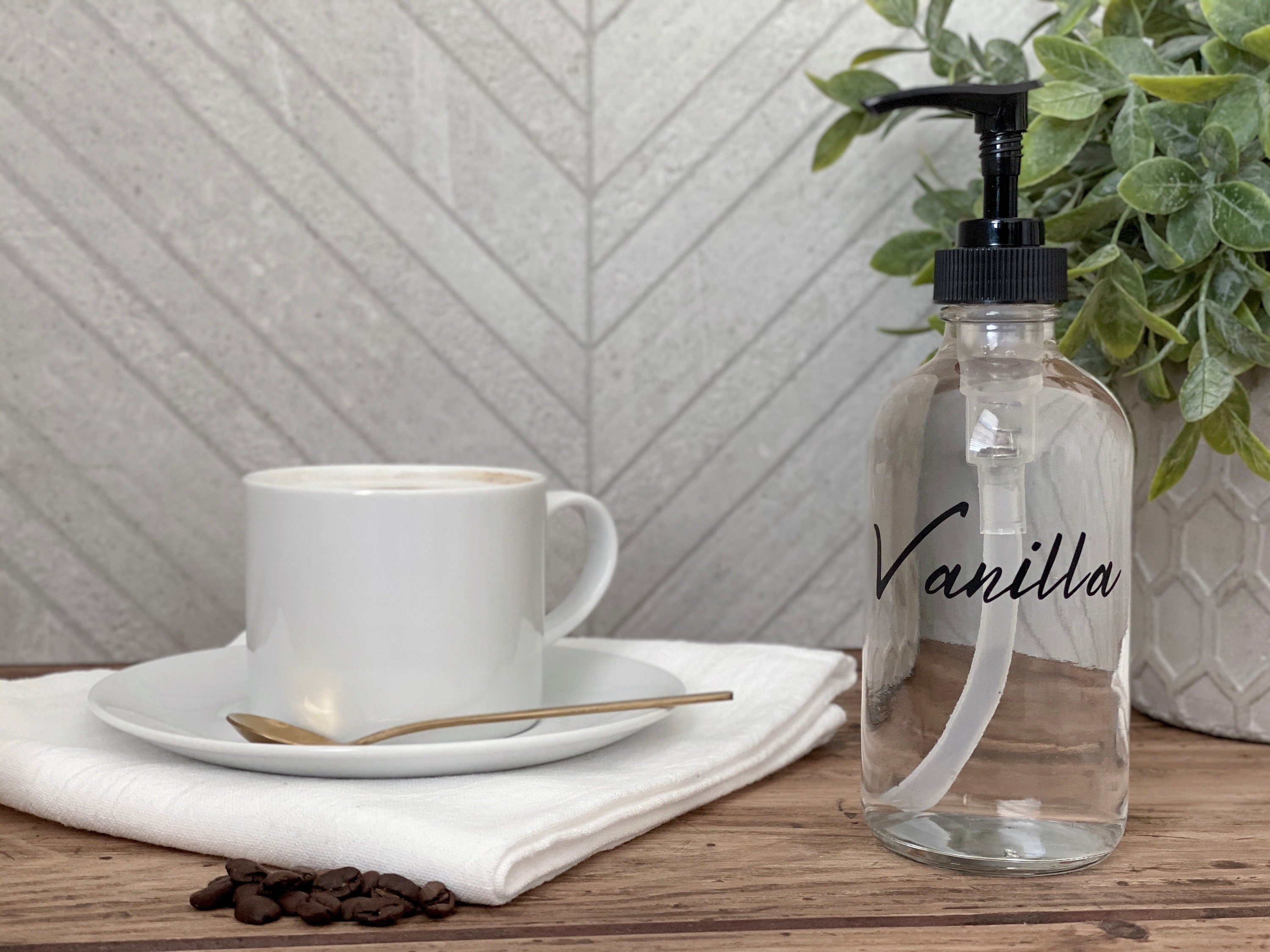 Glass Coffee Syrup Bottle 8 or 16 oz. Refillable with Etsy