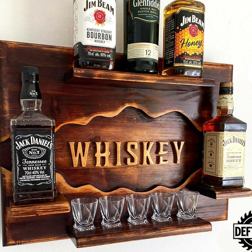 Whiskey Rack Bourbon Whiskey Rack Bottle Shelf Home Bar Etsy