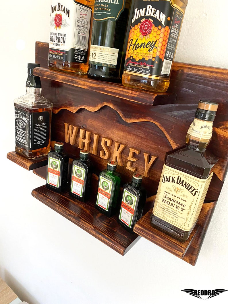 Whiskey rack Bourbon whiskey rack Bottle shelf Home bar Etsy