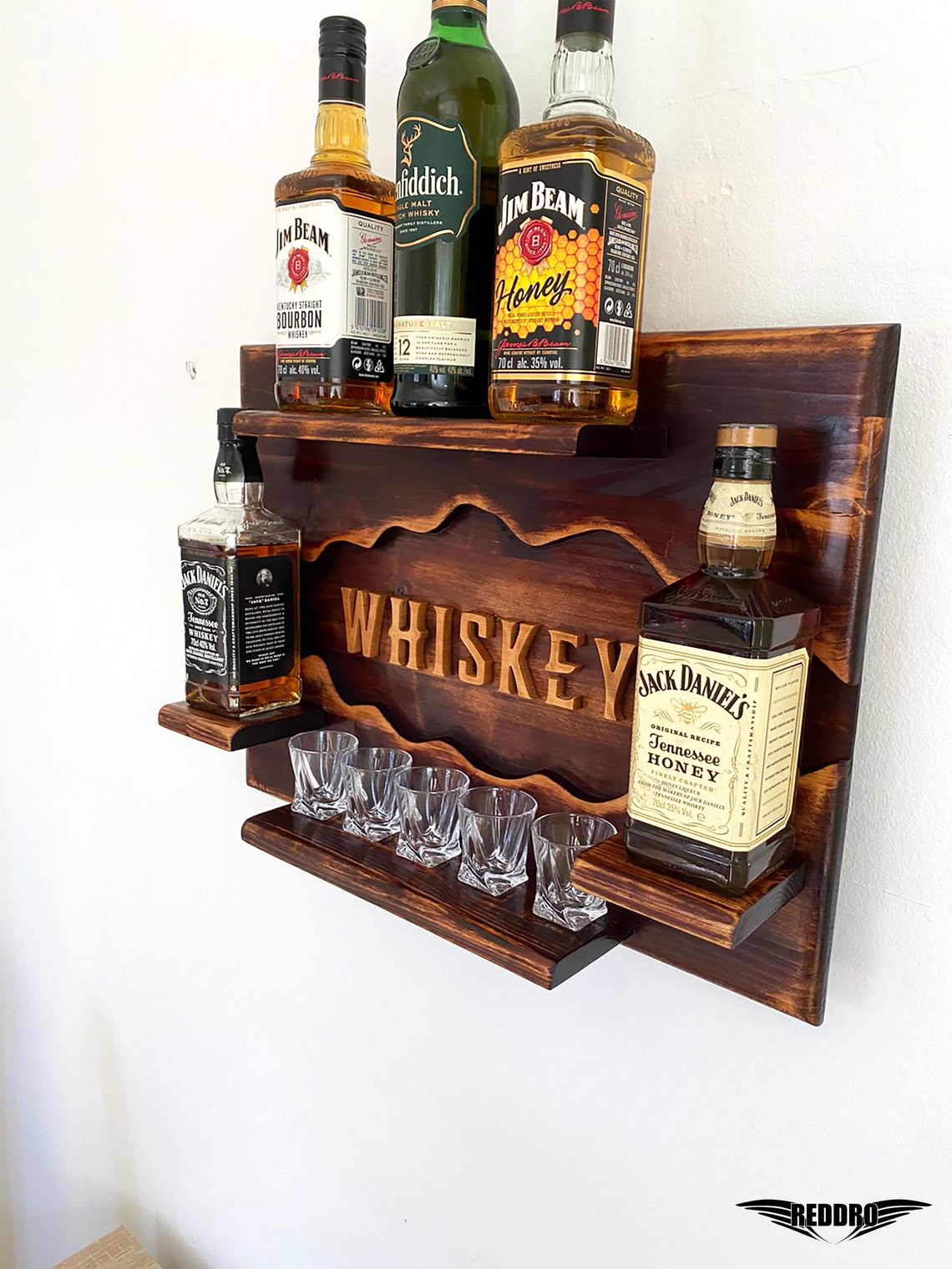 Whiskey rack Bourbon whiskey rack Bottle shelf Home bar Etsy