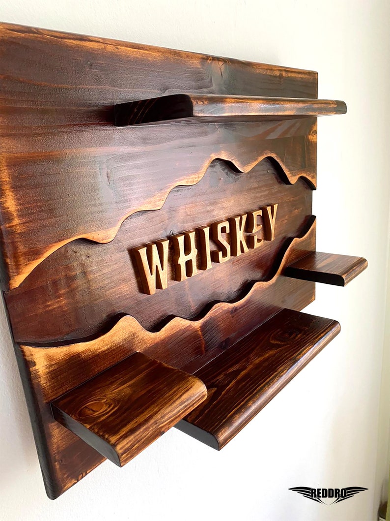 Whiskey rack Bourbon whiskey rack Bottle shelf Home bar Etsy