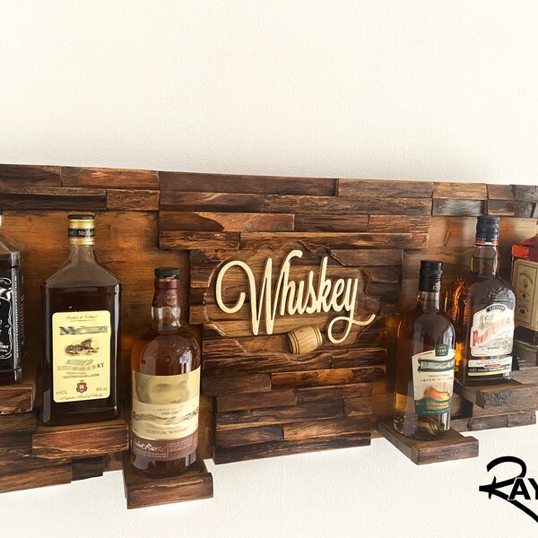 Whiskey rack Bourbon whiskey rack Bottle shelf Home bar furniture Bar decor Bar sign Home bar Whiskey storage Liquor shelf Whisky display