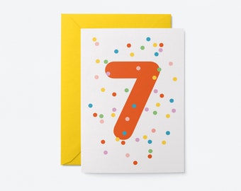 7th Birthday card - Kids age card