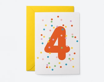 4th Birthday card - Kids age card