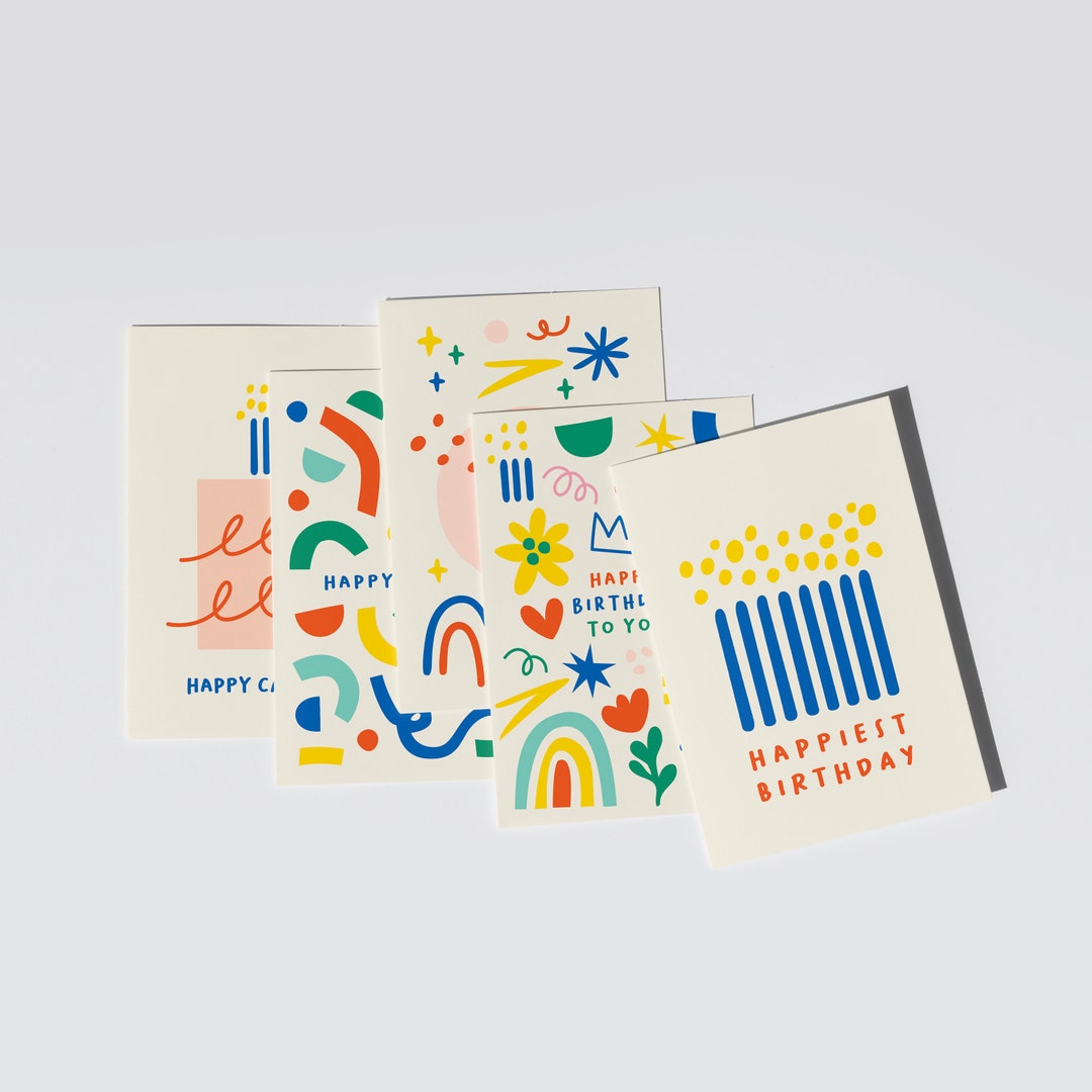 Birthday Card Bundle Pack of 5 Greeting Cards - Etsy