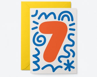 7th Birthday card - Kids age card