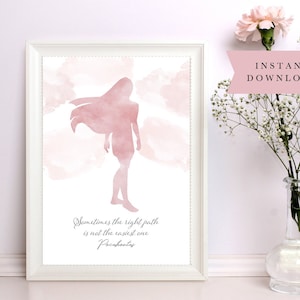 Pocahontas Wall Art, Princess Print, Girls Fairytale Bedroom Print, Gift for Her, Childrens Print, Pink Bedroom Art, Positive Quote