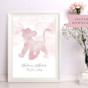 Simba Wandkunst, Der König der Löwen Schlafzimmer Druck, Hakuna Matata, Mädchen Schlafzimmer Druck, König der Löwen Kinderdruck, König der Löwen Poster, Geschenk für Sie