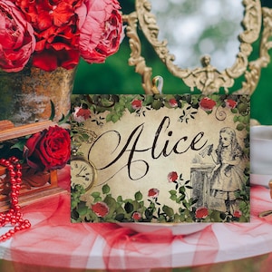 Alice in Wonderland Table Cards, Alice Party Decor, Wedding Table Numbers, Alice Character Cards, Alice Printables, Alice Table Number, 002