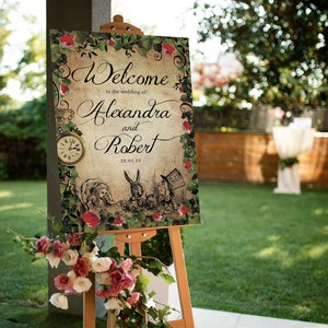 Alice in Wonderland Large Welcome Sign, Alice Quinceanera Welcome Sign Editable Wedding Welcome Sign, Alice Printables, Vintage Alice, 002