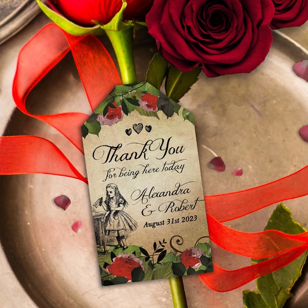 Alice in Wonderland Tag, Thank You Wedding Tag, Wedding Favor Tag, Alice Printable Tag, Alice in Wonderland Download, Alice Party, 002