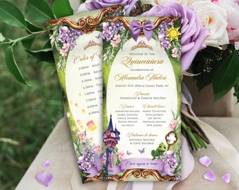 Tangled Quinceanera Programme, Purple Floral Printables (Digital Download) 013