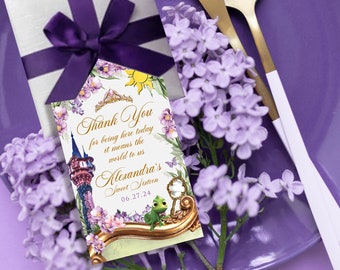 Tangled Favor Tag, Tangled Tag, Tangled Quinceanera Tag, Tangled Thank You, Fairytale Favor Tag, Sweet Sixteen Tag, Rapunzel Tag, 013