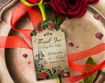 Alice in Wonderland Thank You Tag, Vintage Wedding Favor, Birthday Party (Digital Download) 002