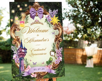 Tangled Welcome Sign, Quinceanera Tangled Welcome Sign, Sweet Sixteen Welcome Sign, Fairy Tale Wedding, Rapunzel Party Sign, 013