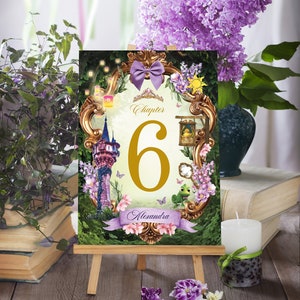 Tangled Table Number, Quinceanera Tangled Table Number, Tangled Wedding Table Number, Tangled Quinceanera Printables, Sweet Sixteen, 013