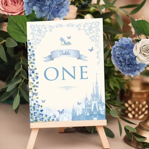 Cinderella Table Number,  Fairy Tale Table Number, Blue Wedding Table Number, Digital Number, Quinceanera Table Number, Fairytale Decor, 006