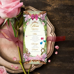 Sleeping Beauty Menu, Sleeping Beauty Wedding Menu, Sleeping Beauty Quinceanera, Aurora Menu, Princess Party Menu, Sweet Sixteen Menu, 015
