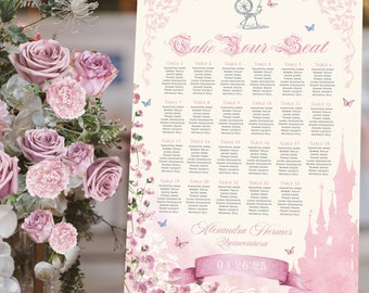 Sleeping Beauty Seating Chart, Pink Fairytale Castle (Digital) 010