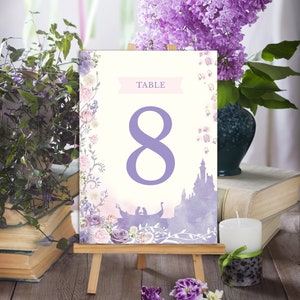 Tangled Table Number, Wedding Table Number, Lavender Editable Sign, Fairy Tale Instant Download, Lilac Number, Quinceanera Table Number, 003