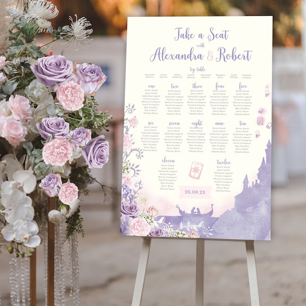 Tangled Table Plan, Lavender Wedding Sign, Digital Wedding Sign, Fairytale Wedding Sign, Tangled Seating Chart, Tangled Seating Plan, 003