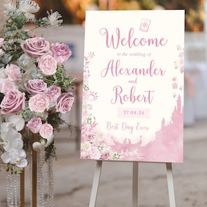 Tangled Welcome Sign, Tangled Digital Sign, Tangled Quinceanera, Tangled Sweet Sixteen, Rapunzel Welcome Sign, Pink Fairytale Sign, 011