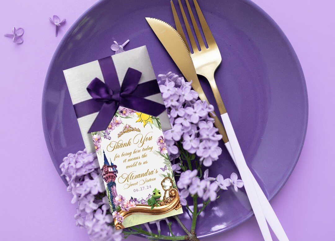 Tangled Favor Tag, Tangled Tag, Tangled Quinceanera Tag, Tangled Thank ...