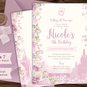 Tangled Birthday Invitation, Rapunzel Party Invitation, Pink Fairytale Invitation, Sweet 16 Tangled Invite, Tangled Quinceanera, 011