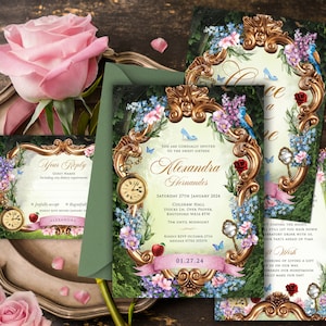 Fairy Tale Invitation, Quinceanera Invitation, Enchanted Invitation, Castle Invitation, Princess Invitation, Pretty Invitation, Girly Invite