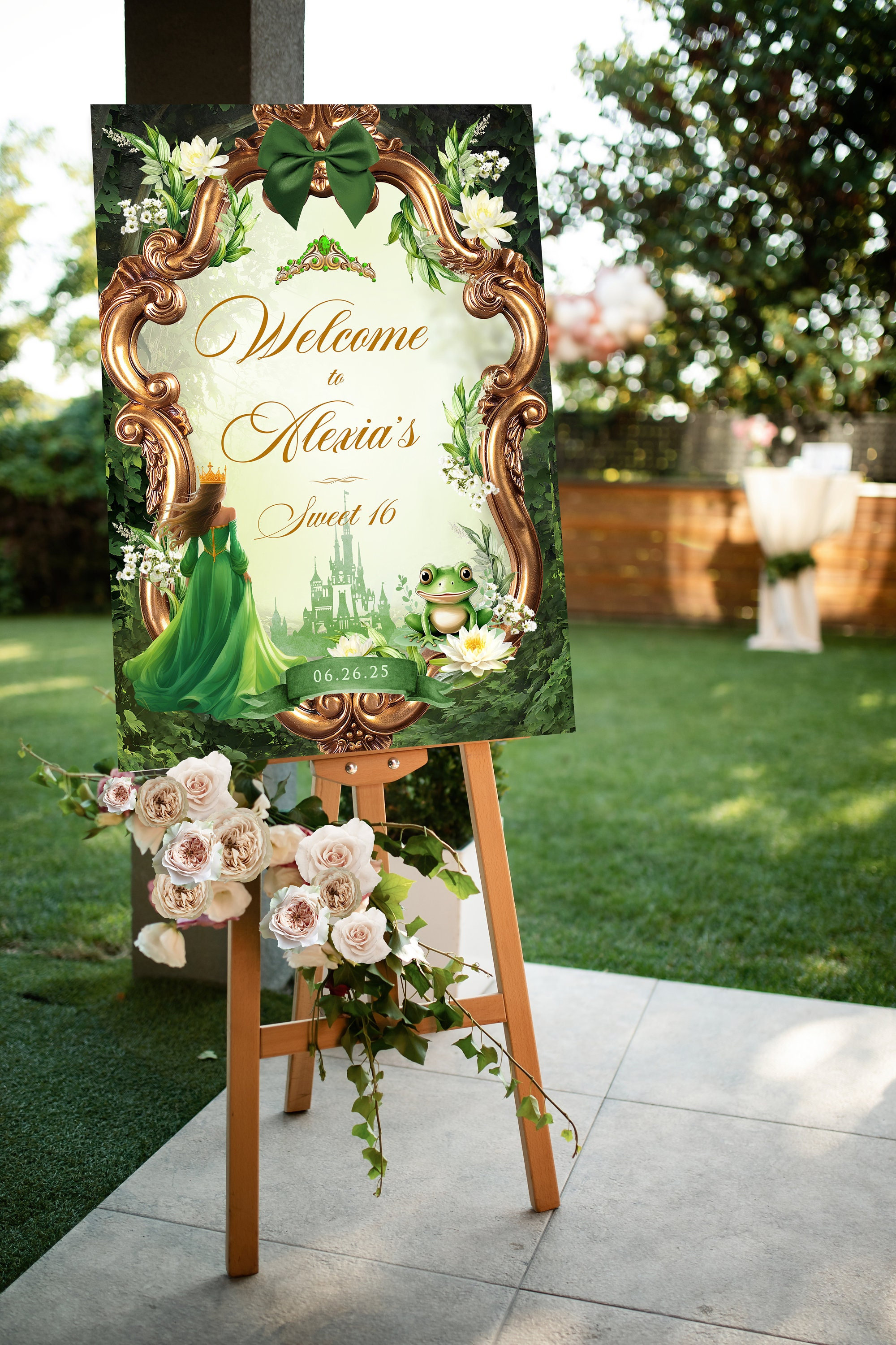 Princess and the Frog Welcome Sign, Princess and Frog Party Printables, Quinceanera Welcome Sign, Sweet Sixteen Sign, Birthday Sign, 025