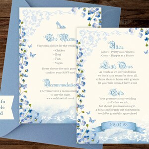 Cinderella Wedding Invitation, Blue Fairytale Castle Invite (Digital) 006 image 3