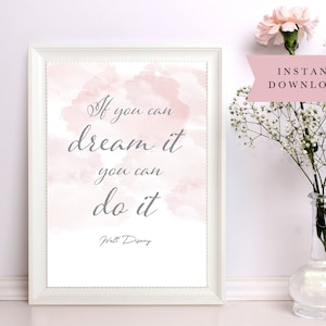 Fairytale Wall Print, Fairytale Quote, Pink Bedroom Wall Art, If you Can Dream It you can do it, Girls Pink Bedroom Print, Nursery Print