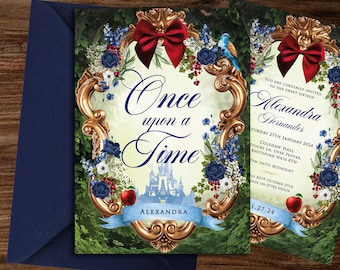 Snow White Invitation, Fairytale Quinceanera Invitation, Once upon a Time, Snow White Wedding Invite, Princess Invitation, Templett