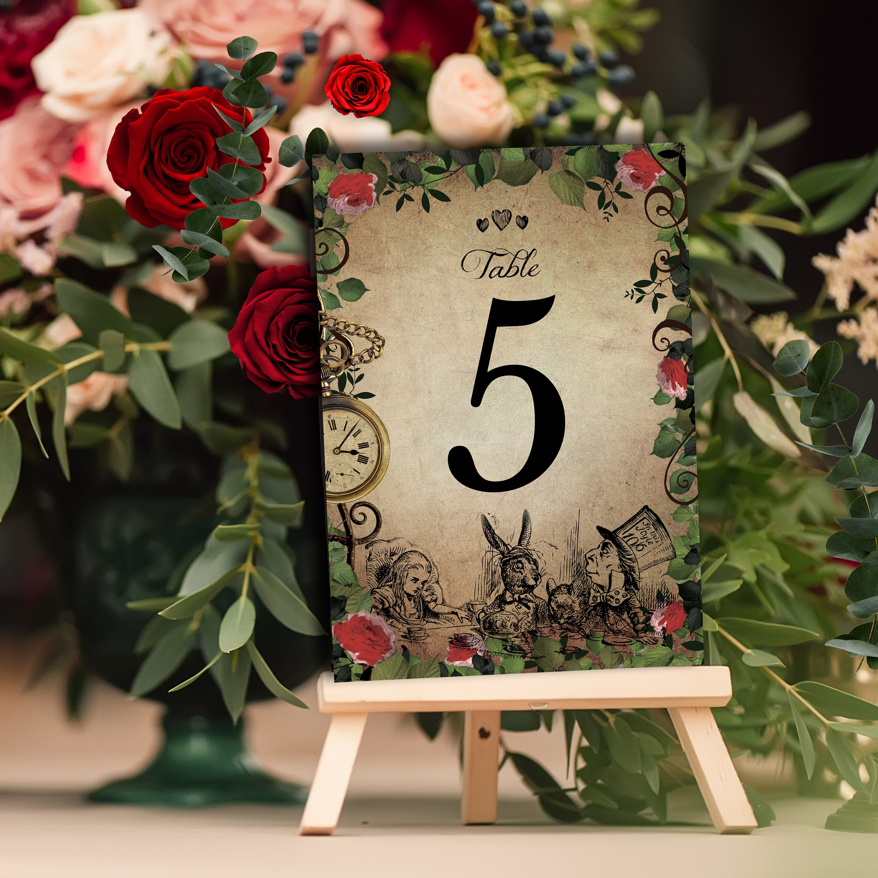 Alice in Wonderland Table Number, Alice Table Numbers, Alice Printables, Alice Wedding Stationery, Alice Quinceanera, Alice Party Prints,002
