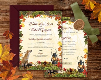 Fox Woodland Autumn Wedding Invitation (Digital Invite)