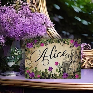Cartes de table Alice au pays des merveilles, décoration de fête Alice, numéros de table de mariage, cartes personnages Alice, imprimables Alice, numéro de table Alice, 019