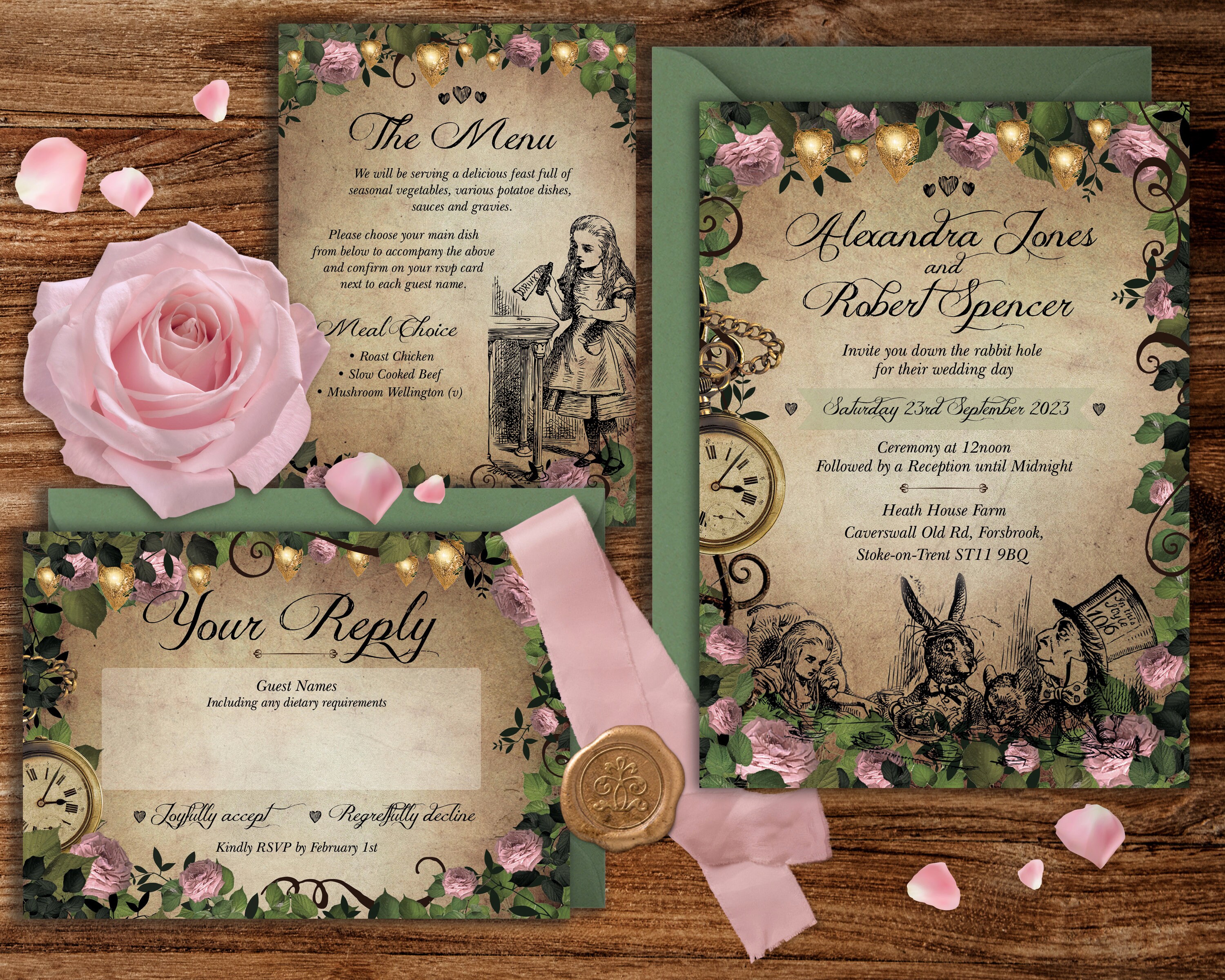 Alice In Wonderland Themed Wedding Invitations
