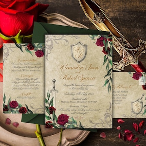 Mittelalterliche Hochzeitseinladung, Rustikale Hochzeitseinladung, Schlosshochzeit, GOT Hochzeit, Old Style Hochzeit, Mittelerde, Tolkien, 004