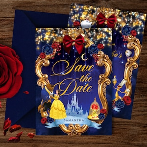 Beauty Beast Save the Date, Quinceanera Save the Date, Schönheit Beast Geburtstagseinladung, Sweet 16 Save the Date, Märchengeburtstag, 016