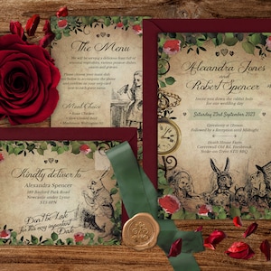 Alice in Wonderland Wedding Invitation, Digital Alice Invitation, Alice Wedding Invite, Alice in Wonderland Download, Alice Quinceanera, 002